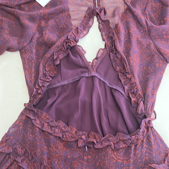 VICI Georgie Ruffle Tiered Mini Dress Purple Print NWT Sz S Whimsygoth Witchy - Picture 11 of 13